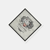 Halloween grijs & zwarte skeletten & hart trouwfee servetten (Hoek)