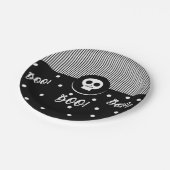 Halloween Grille Boo Schedel Zwart & Wit Feest Papieren Bordje (Gekanteld)