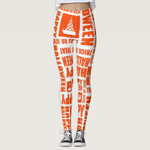 Halloween grillige Cool Typograph Sinaasappel Patt Leggings