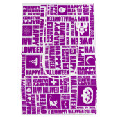 Halloween grillige Cool Typography Patroon Paarse Medium Cadeauzakje (Achterkant)