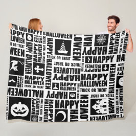 Halloween grillige Cool Typography Patroon Zwart Fleece Deken
