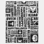 Halloween grillige Cool Typography Patroon Zwart Fleece Deken (Voorkant)