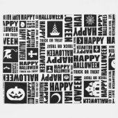 Halloween grillige Cool Typography Patroon Zwart Fleece Deken (Voorkant (Horizontaal))