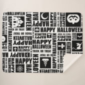 Halloween grillige Cool Typography Patroon Zwart Sherpa Deken (Voorkant (horizontaal))