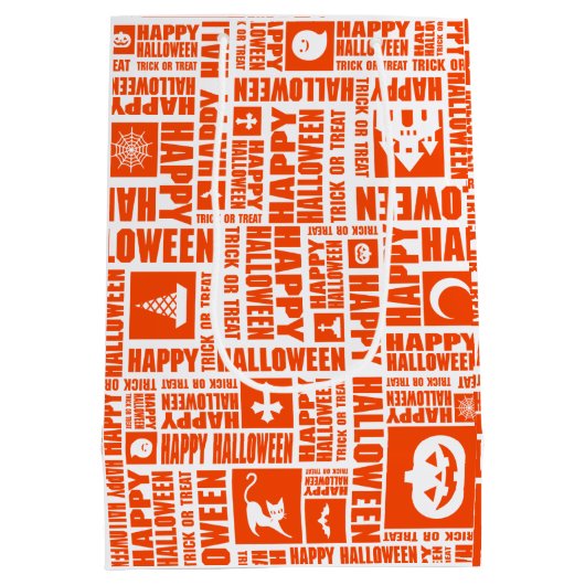 Halloween grillige Cool Typography Pattern Sinaasa Medium Cadeauzakje (Achterkant)