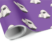 Halloween grillige Funny Dog Ghost Paarse Cadeaupapier (Rol Hoek)
