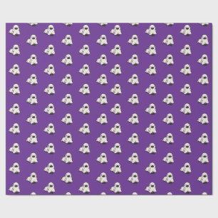 Halloween grillige Funny Dog Ghost Paarse Cadeaupapier