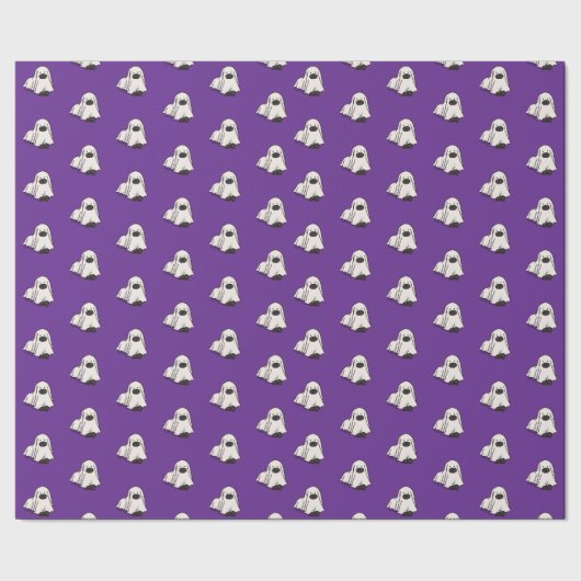 Halloween grillige Funny Dog Ghost Paarse Cadeaupapier (Zoom)