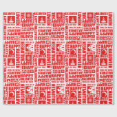 Halloween grillige grappige typografie Rood Cadeaupapier (Vlak)