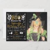 Halloween grillige moderne verjaardagsfeestje foto kaart (Voorkant)