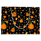 Halloween grillige pompoenen rustieke kraft large cadeautasje (Achterkant)