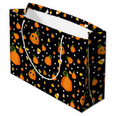 Halloween grillige pompoenen rustieke kraft large cadeautasje (Achterkant Gekanteld)