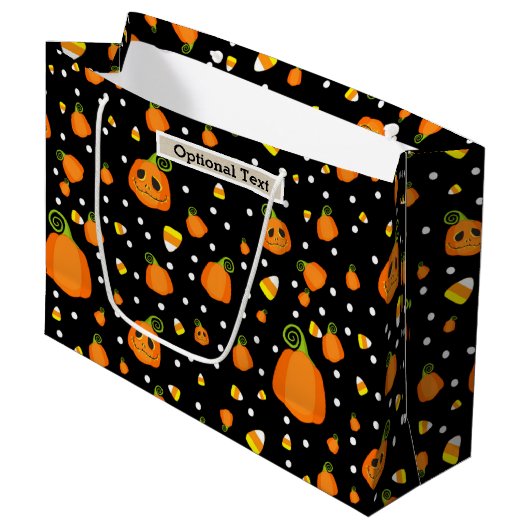 Halloween grillige pompoenen rustieke kraft large cadeautasje (Voorkant Gekanteld)