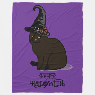 Halloween grillige Schattigee heksenkat Paarse Fleece Deken