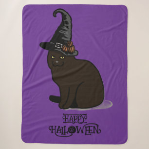 Halloween grillige Schattigee heksenkat Paarse Sherpa Deken