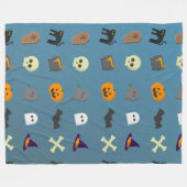 Halloween grillige Schattigee Patroon Bluegray Fleece Deken (Voorkant (Horizontaal))