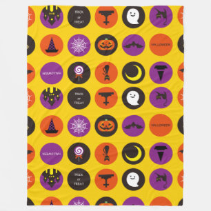 Halloween grillige Schattigee Patroon Geel Fleece Deken