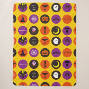 Halloween grillige Schattigee Patroon Geel Sherpa Deken