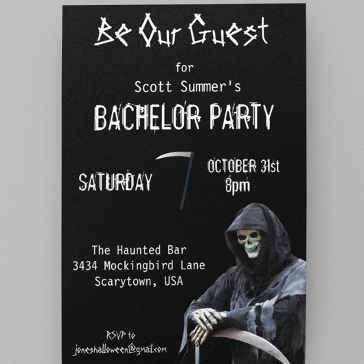 Halloween Grim Reaper Bachelor Party Kaart