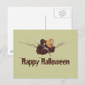 Halloween grim reaper doodskeleton volle maan briefkaart (Voorkant / Achterkant)