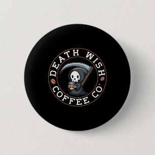 Halloween Grim Reaper Drink Koffiedoodswens C Ronde Button 5,7 Cm