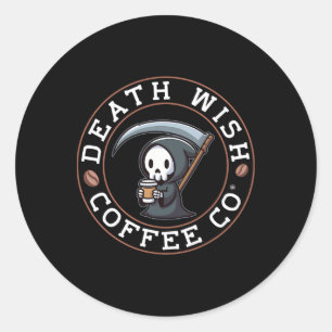 Halloween Grim Reaper Drink Koffiedoodswens C Ronde Sticker
