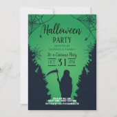 Halloween Grim Reaper Green Party Graveyard Kaart (Voorkant)