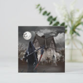 Halloween Grim Reaper Haunted House Kaart (Staand voorkant)
