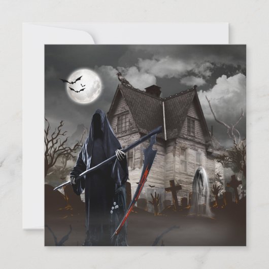 Halloween Grim Reaper Haunted House Kaart (Voorkant)