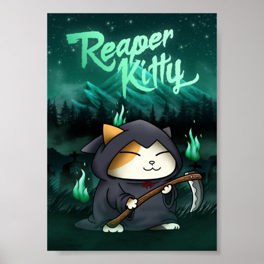 Halloween Grim Reaper Kat Poster (Voorkant)
