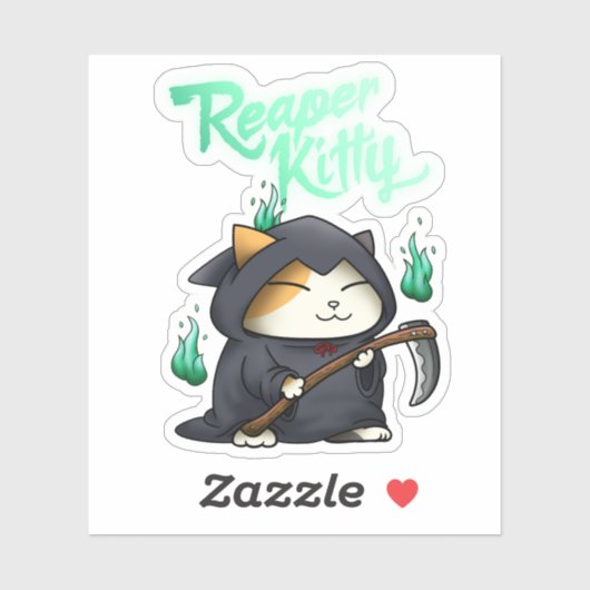 Halloween Grim Reaper Kat Sticker (Vel)