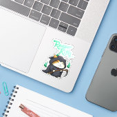 Halloween Grim Reaper Kat Sticker (Laptop met iPhone)