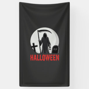 Halloween Grim Reaper Kerkhof Design Spandoek
