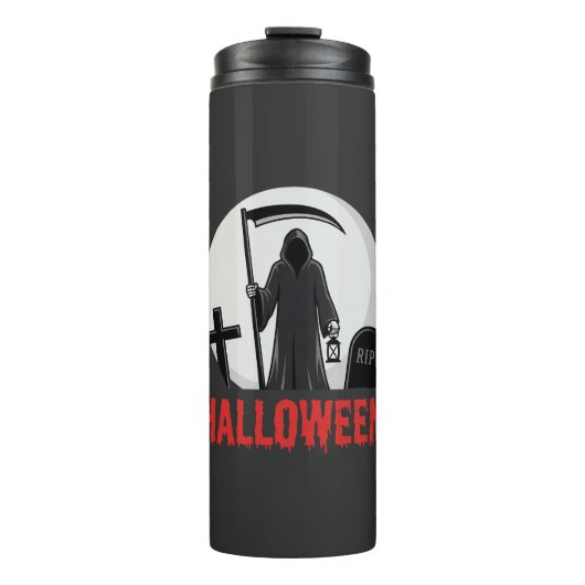 Halloween Grim Reaper Kerkhof Design Thermosbeker (Voorkant)