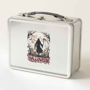 Halloween Grim Reaper Lantaarn Volle Maan Grafsten