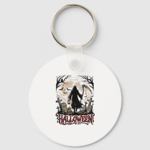 Halloween Grim Reaper Lantaarn Volle Maan Grafsten Sleutelhanger
