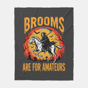 Halloween Grim Reaper Paarden Bezem Is voor Amateu Fleece Deken