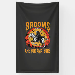 Halloween Grim Reaper Paarden Bezem Is voor Amateu Spandoek
