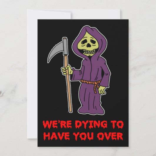 Halloween Grim Reaper Party Invitation Kaart (Voorkant)