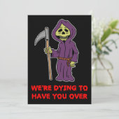 Halloween Grim Reaper Party Invitation Kaart (Staand voorkant)