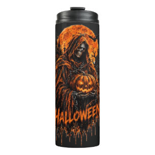 Halloween Grim Reaper Pompoen Gotische Griezeldesi Thermosbeker
