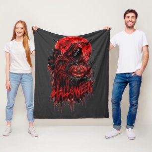 Halloween Grim Reaper Pompoen Gotische Horror Ontw Fleece Deken