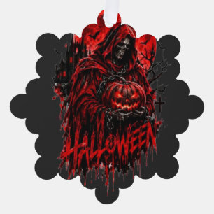 Halloween Grim Reaper Pompoen Gotische Horror Ontw Ornament Kaart