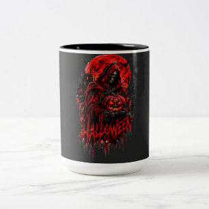 Halloween Grim Reaper Pompoen Gotische Horror Ontw Tweekleurige Koffiemok