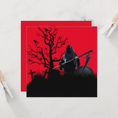 Halloween Grim Reaper Red Night Kaart (Voorkant / Achterkant in situ)