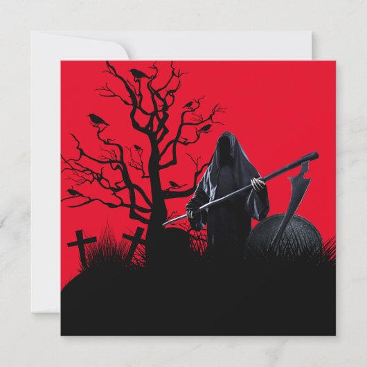Halloween Grim Reaper Red Night Kaart (Voorkant)