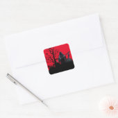 Halloween Grim Reaper Red Night Vierkante Sticker (Envelop)