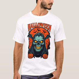 Halloween Grim Reaper Schedel T-shirt voor Horror