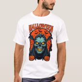 Halloween Grim Reaper Skull T-Shirt for Horror Fan (Voorkant)