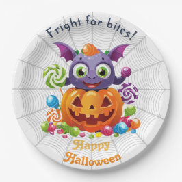 Halloween Grimlin Met Snoepgoed Voor Trick or Trea Papieren Bordje